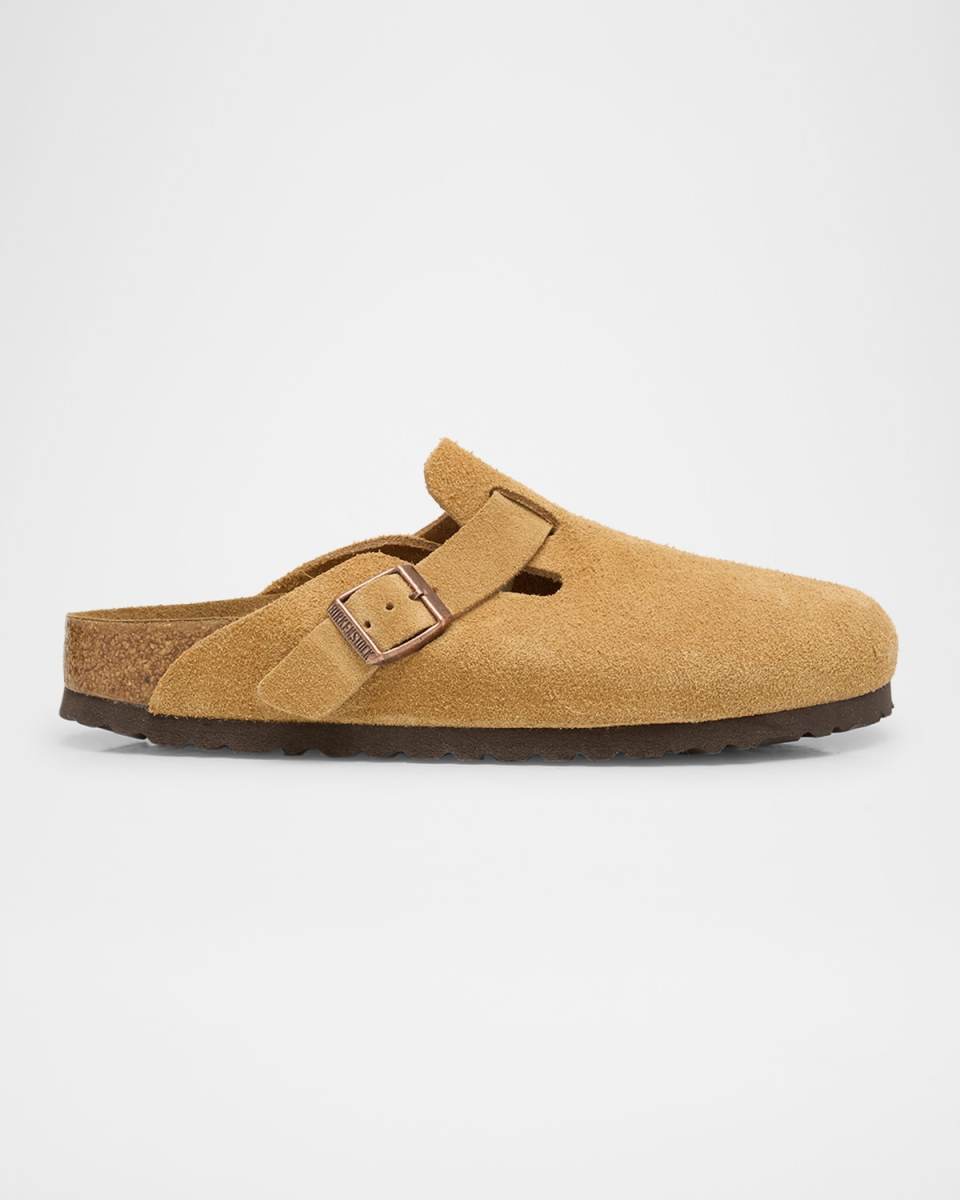 Boston Suede Buckle Slide Clogs